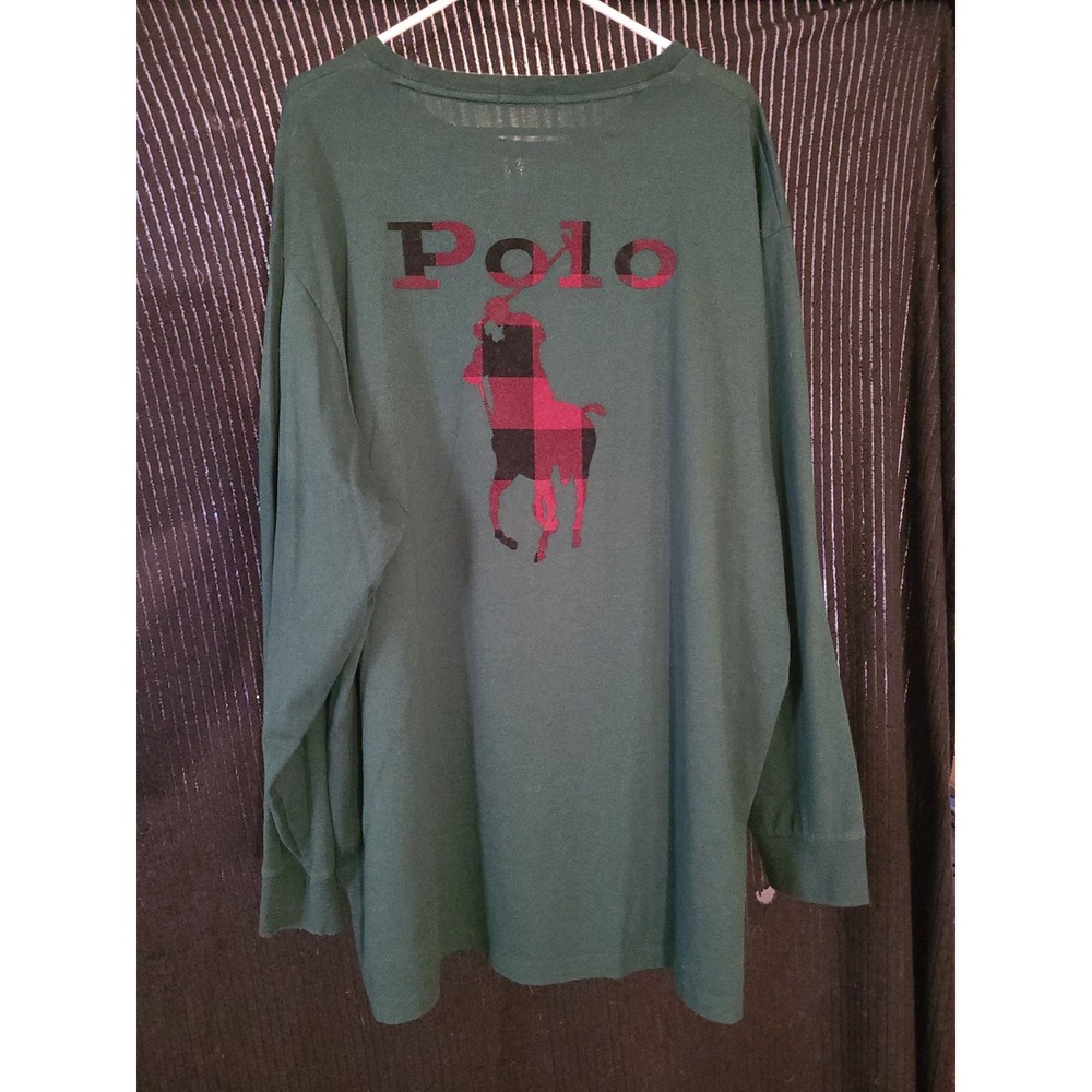 Polo Ralph Lauren Shirt 3XB Buffallo Plaid Big Pony Green Long Sleeve
